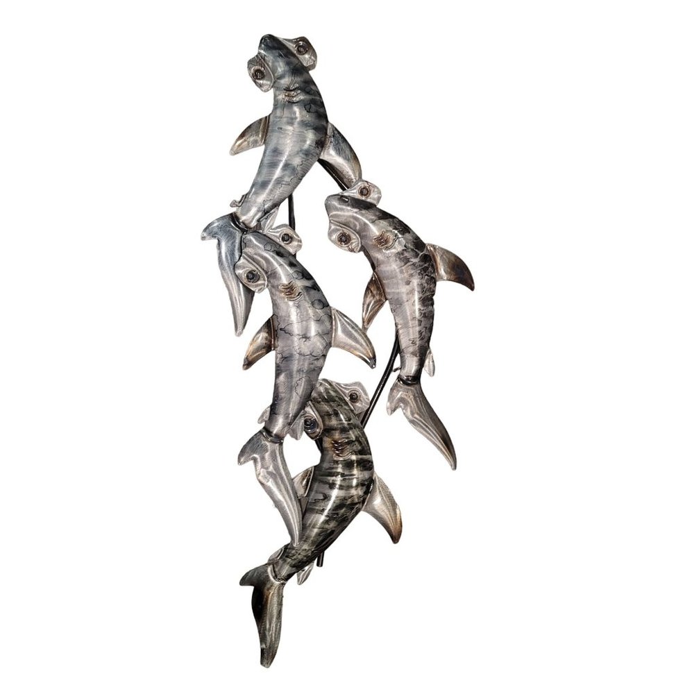 Hammerhead Sharks hand sculpted metal wall art sea life decor shark week fishing